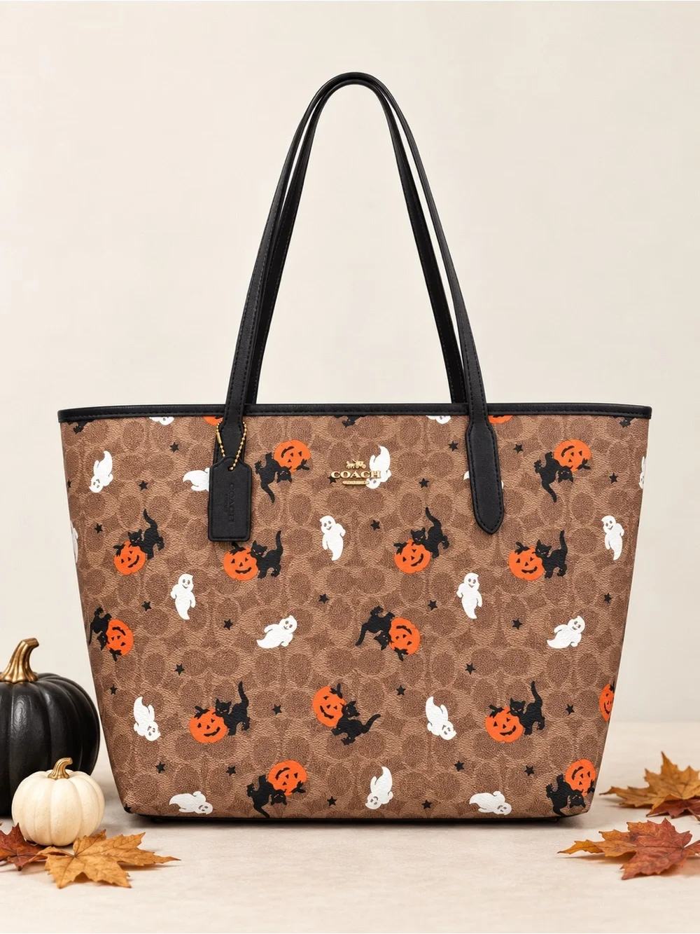 Coach Halloween City Tote Ghost Cat Pumpkin CW450 CCE69 NIB